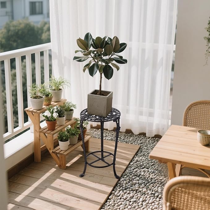 Notakia Large Plant Stand Indoor Outdoor Clearance Heavy Duty Cast Iron Plant Table for Patio & Garden, Tall Vintage Decorative Metal Plant Rack, Wrought Iron Flower Pot Holder for Home Garden Porch Yard