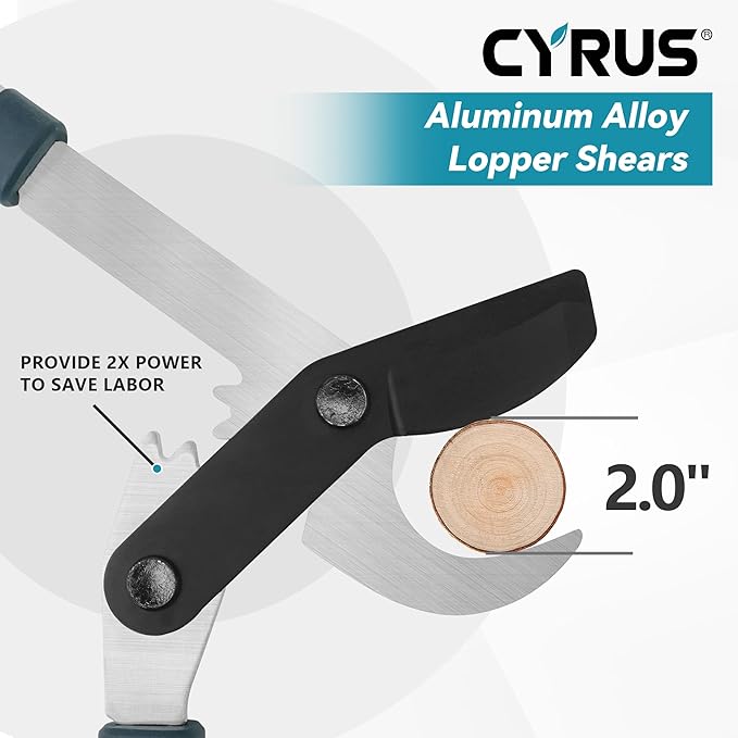 CYRUS Loppers for Tree Trimming,28 inch- 41 inch Extendable Lopper Tree Branch Cutter,Garden Loppers with 2 inch Thick Branch Carbon Steel Sharp Blade with Compound Action,Non-Slip Long Handle