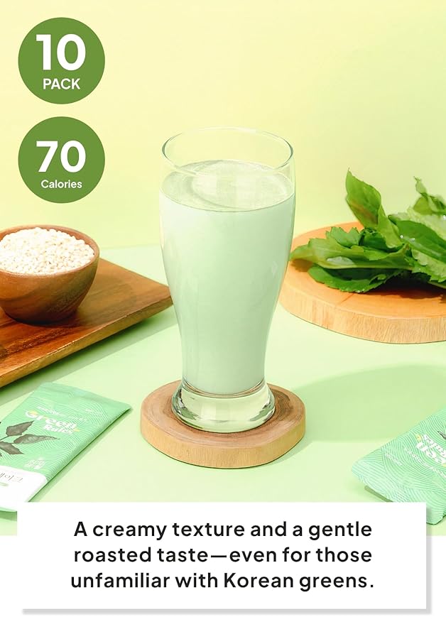 Korean Food Greenrules Korean Grain Shake Gift Set with Chwinamul – Plant-Based Meal Mix Powder, 10 Stick Packs + Free Shaker Bottle