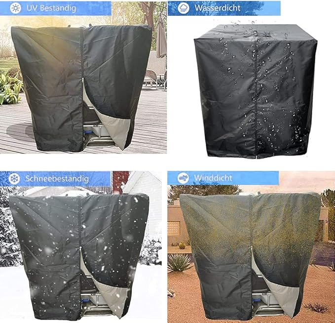 IBC Tote Protective Cover for 275 Gallon (1000L) Outdoor Rain Barrel Tank, Waterproof, 210D Oxford Cloth (Black), 120*116*100 cm