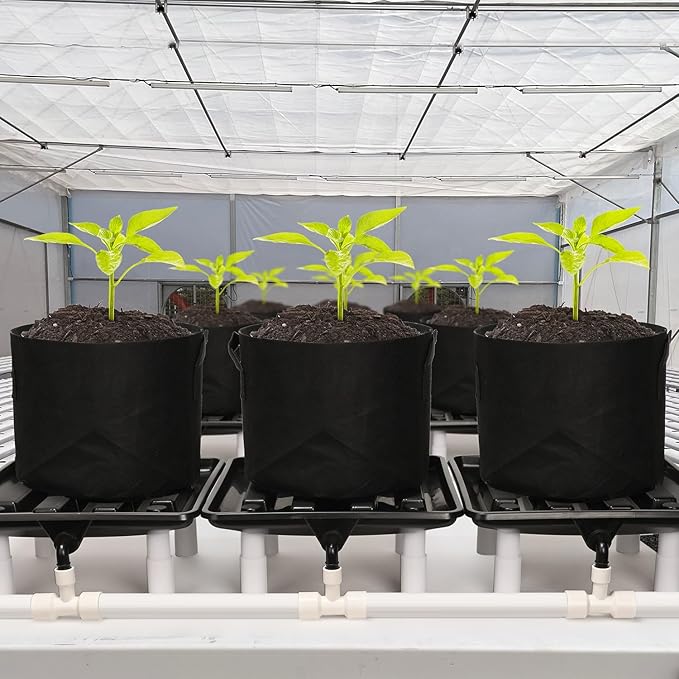 Ez-Pz Runoff Trays 15.5in Garden Flood and Drain Plant Base with PVC Legs and Drain Fitting, Elevated Plant Saucers for Use in Indoor Grow Tents, Greenhouses, and Outdoor Gardens