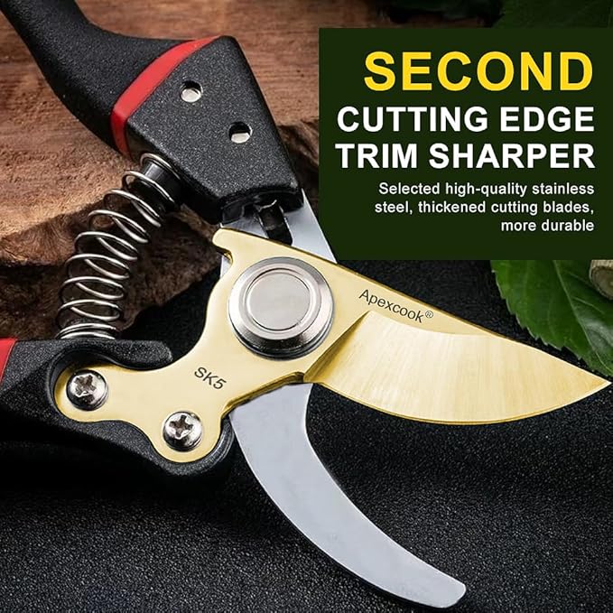 Garden Shears, Handheld Pruning Shears for Heavy Duty, Ergonomic Gardening Tools for Pruning Branches, Plants, Shrubs and Vines, Professional Sharp Garden Scissors (Japanese Garden Pruning Shears)