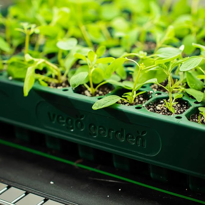 Vego garden 10" x 20" 76 Cells Seed Starter Tray Stackable Seedling Starting Germination Trays for Plants Planting Vegetables Herbs Flowers, 2 Set