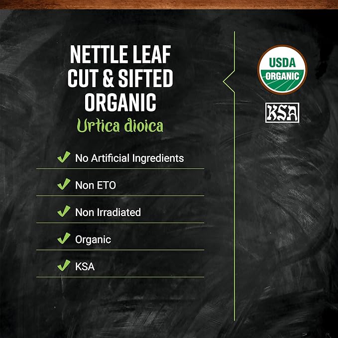 Frontier Co-op Organic Stinging Nettle Leaf, Cut and Sifted - For Making Nettle Tea - Kosher | 16 Ounce (Pack of 2)