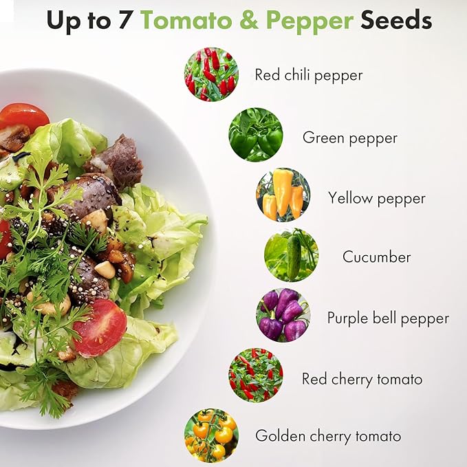LYKOCLEAN 12 Pods Cherry Tomato Seed Pod Kit for AeroGarden, idoo, Ahopegarden Hydroponic Growing System Indoor Include Red Chili/Purple Bell/Green/Yellow Pepper, Golden/Red Cherry Tomato, 400+ Seeds