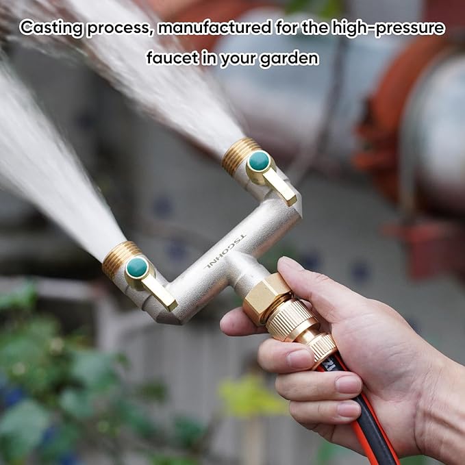 3/4 Inch Garden Hose splitter,Designed for installing multiple irrigation system timers, Suitable for high water pressure faucet manifolds,Freeze and rust resistant high flow 2 way valve