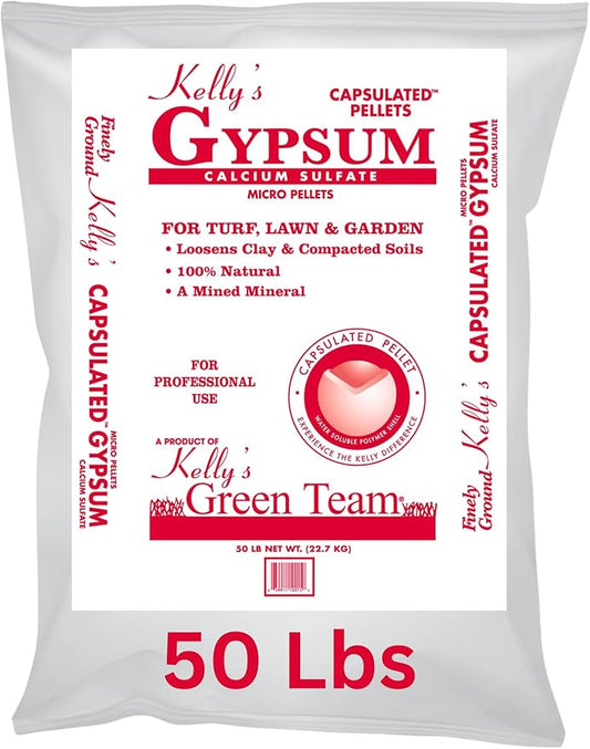 Kelly's Gypsum Calcium Sulfate Capsulated Pellets - Transform Your Soil with Gypsum Soil Conditioner - 50lb Bag (Micro Pellets, 1)