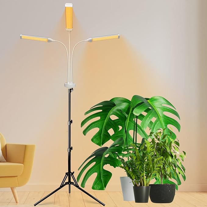 Grow Lights for Indoor Plants Full Spectrum, LED Plant Light with Stand, Adjustable Height, 4/8/12H Timer, 10 Dimmable Levels & 3 Lighting Modes (270 LEDs Stand)