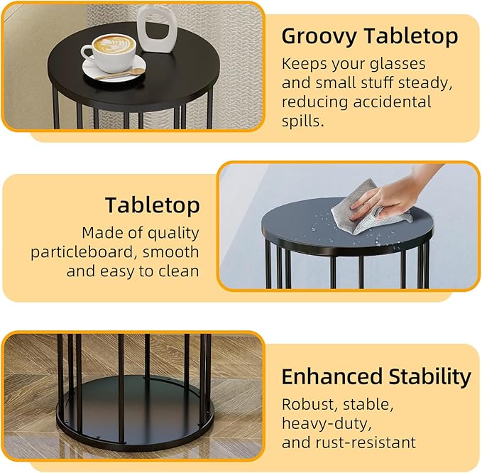 Plant Stand Indoor,small plant stool,Flower Pot Corner stand holder,Mid Century Heavy Duty Metal Tall Home Decor,Modern Round End Table,Small Rustic Display Stand for Living Room,Bedroom(Black,14In)