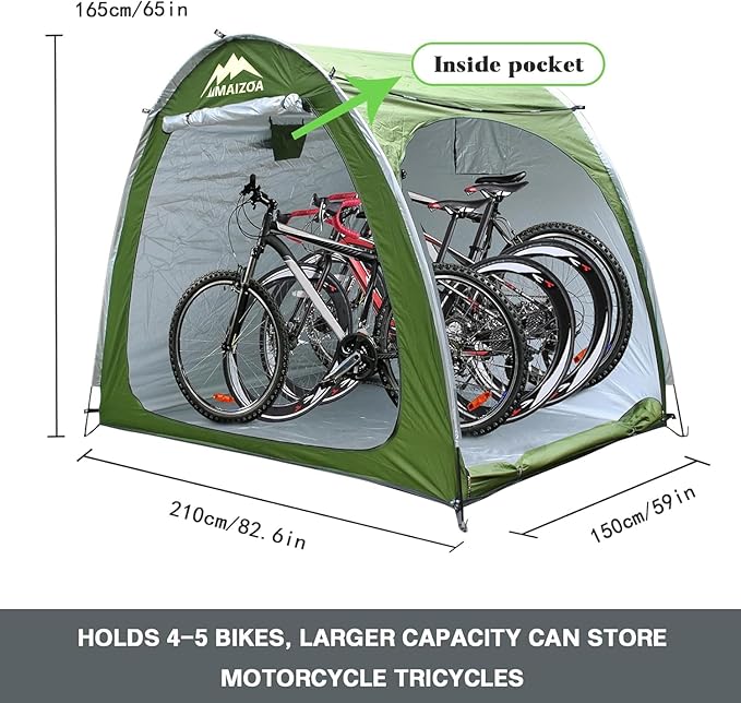 82.6 x 65x 59 in Bike Storage Tent, Outdoor Portable Storage Shelter for 4-5 Bicycles, 210D Oxford Fabric PU4000 Waterproof, Suitable for Storing Bicycles, Motorcycles and Various Tools