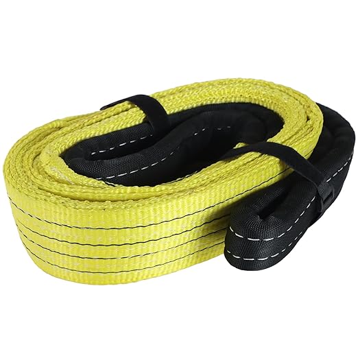 4" x20FT 2-Ply Heavy Duty Lifting Sling Straps 11200 lbs Vertical Lifting Straps with Flat Eyes, Recovery Tree Saver Strap for Winch, Truck, Towing, Hoisting - Off-Road Vehicles, Equipment