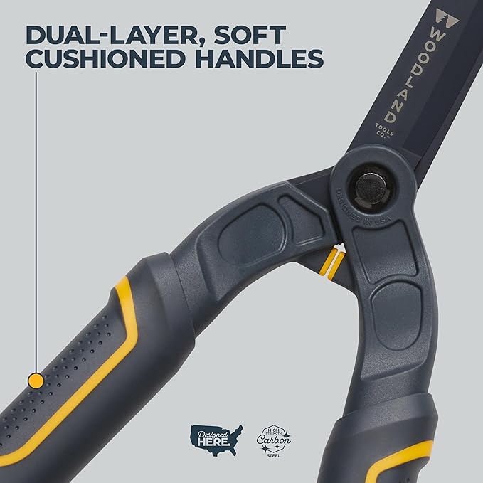 Woodland Tools Duralight Hedge Shears, 16 Inch Lightweight Manual Hedge Clippers with 7.5 Inch Non Stick Blades and Glass-Filled Nylon Handles, Garden Trimmer for Shaping and Precision Cutting