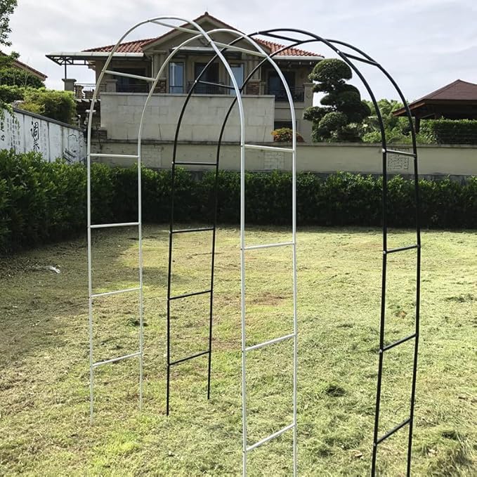 7.8 Ft Metal Garden Arbor Wedding Arch, 2 Sizes Free Combination for Various Climbing Plants, Rose Vines, Bridal Party Decoration (Black)