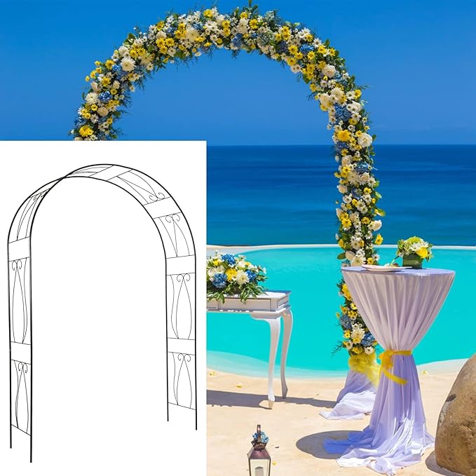 JSUN7 Outdoor Garden Arbor - Decoration Steel Arch Trellis for Climbing Vines and Plants Metal Garden Arbor Garden Trellis for Patio, Lawn, Garden