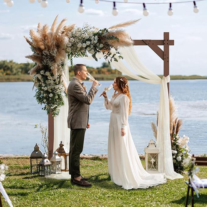 Wedding Arch -7.48FT Square Wooden Wedding Arches for Ceremony, Wood Arbor Backdrop Stand for Proposal Wedding Party Scene, Birthday Party, Bridal Shower, Garden, Outdoor, Rustic Decorationsz