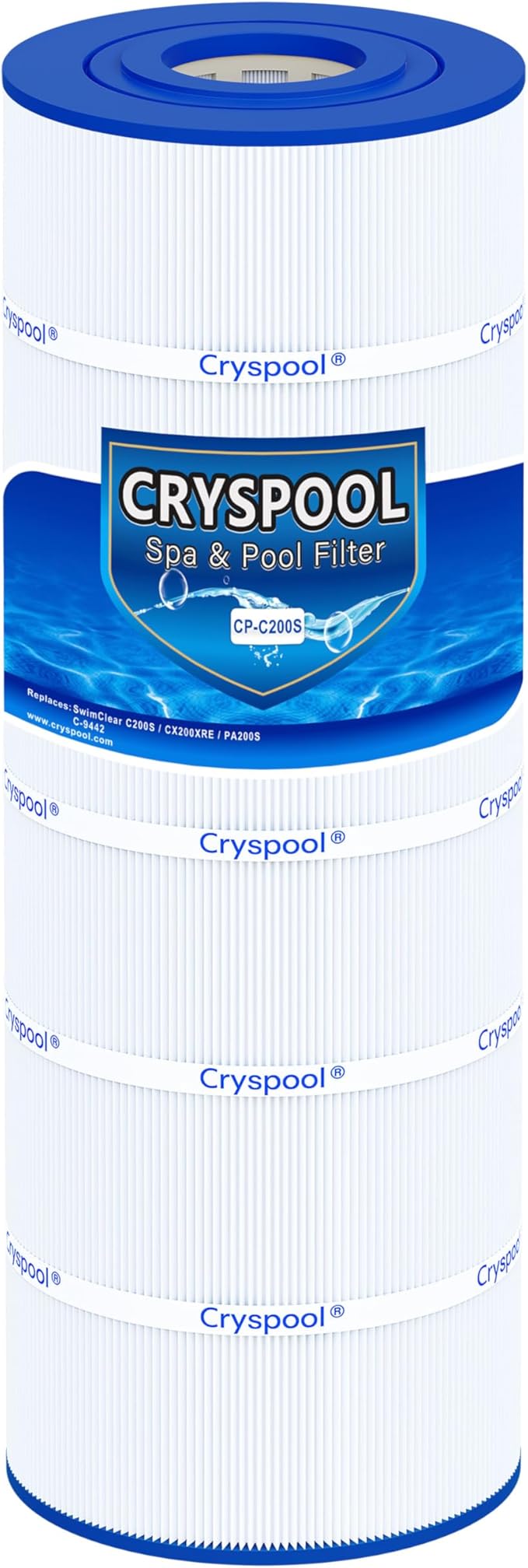 Cryspool® C200S Filter Compatible with CX200XRE, SwimClear C200S, C200S, C-9442, PA200S, 200 Sq. Ft Pool Filter Cartridge, 1 Pack