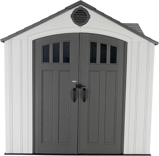 Lifetime Dual Entry Outdoor Storage Shed, 10x8 Ft, Desert Sand, Resin Tool Shed with Double Doors