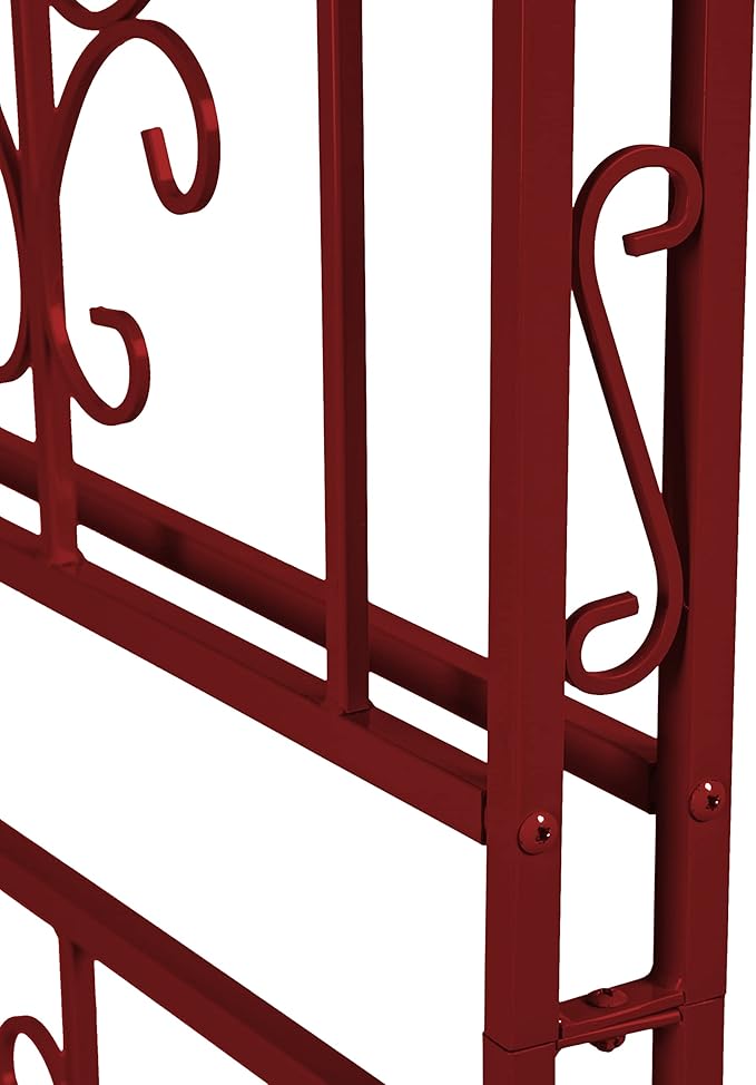 Plow & Hearth Arch Metal Outdoor Garden Arbor, 84 inches Tall, Iron Trellis Lattice for Climbing Plants, Wedding Arch, Outdoor Patio Décor (Red)