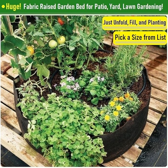 200 Gallon Large Raised Garden Bed Bag (50x24 inch) Big Garden Bag Sturdy Plant Grow Bag for Tomato,Potato Planter,Herb Veggies Planter Bag,Flower Bed,Yard Waste Bag,Lawn Debris Bag,Leaf Bag W/ Gloves
