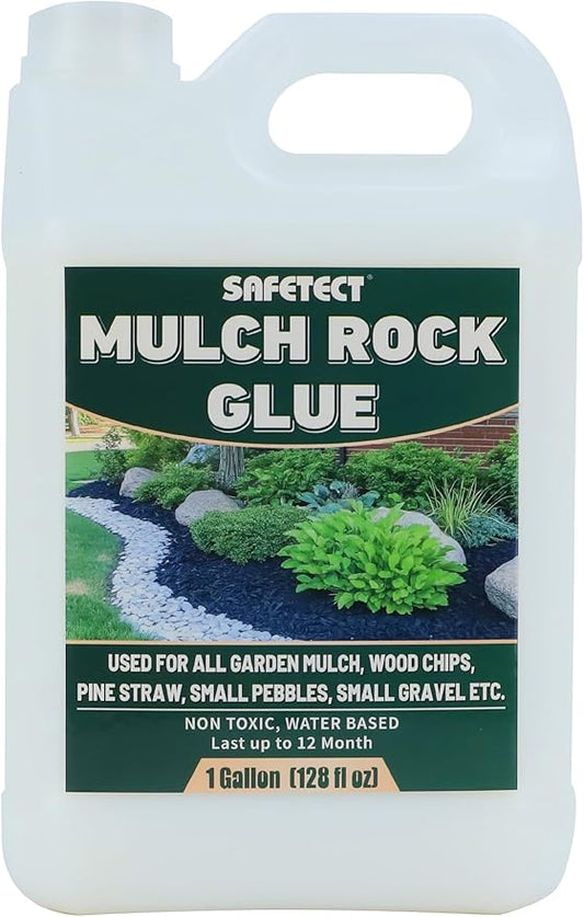 Mulch and Rock Glue for Landscaping 1 Gallon Stone Glue Landscape Rock Binder for Outdoor Garden, Non-Toxic Mulch Pea Gravel Stabilizer for Gravel, Stones and Bark