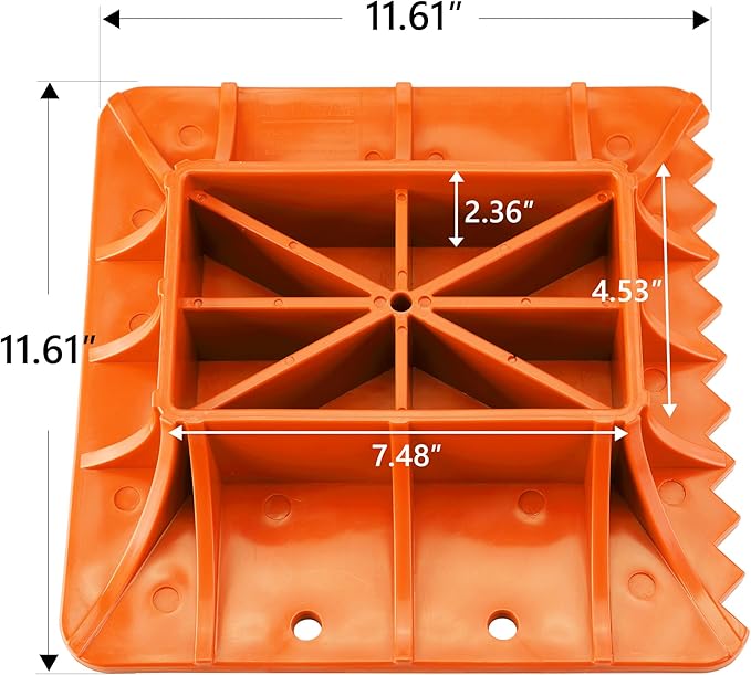 Seven Sparta Off-Road Base Stand Compatible with Hi Lift Jack PP Pad to Alleviate Jack Hoisting Sinkage（Orange）
