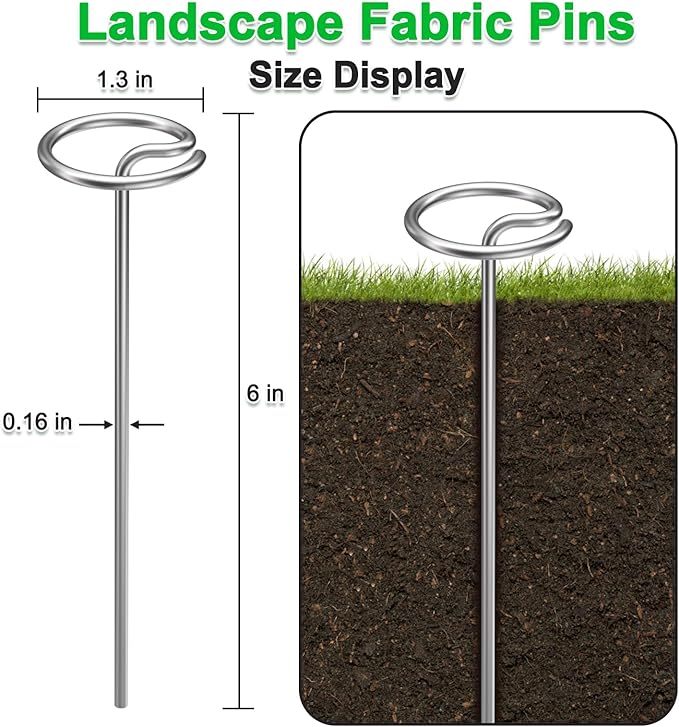 80 Pcs 6-Inch Heavy-Duty Galvanized Landscape Staples – Thickened 8 Gauge Circle Top Pins, Rust-Resistant for Weed Barrier, Landscape Fabric, and Garden Projects