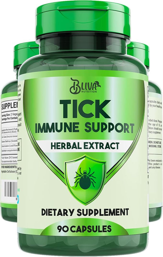 BLIVA Tick Immune Support Supplement - Japanese Knotweed, Cat's Claw, Chinese Skullcap, Cryptolepis - Advanced Tick Herbal Complex Formula - 90 Vegan Capsules