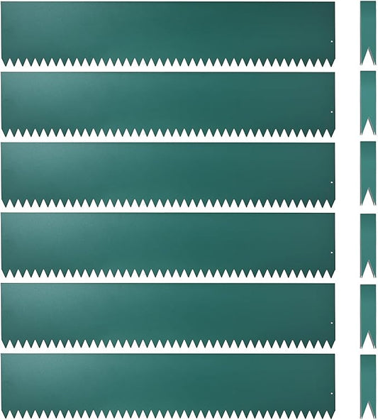 Landscape Edging Kit, Galvanized Steel Edging Landscape Lawn Edging Powder for Lawn Yard, Coated Bendable Metal Strips, No-Dig Hammer-in Edging Border w/Clips (8 INCH 6 PCS, Turquoise)