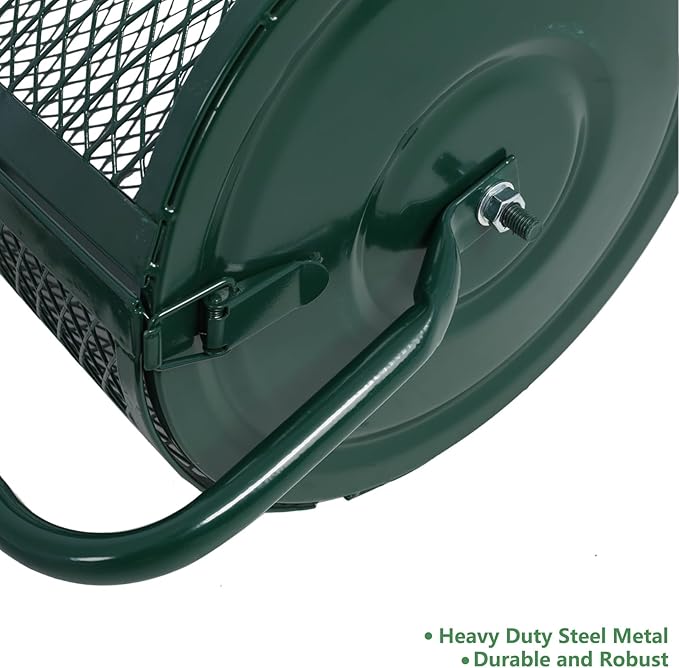 Peat Moss Spreaders for Lawns Compost Spreader Roller 24 Inch Heavy Duty Metal Mesh Dirt Topsoil Spreader for Planting Seeding Garden (24"/42"-50" L, Green)