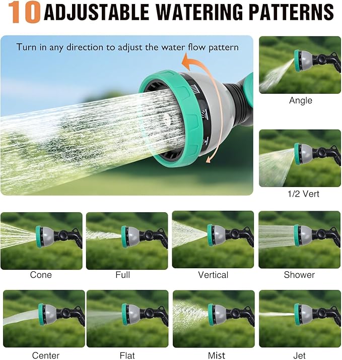 Yesker Watering Wand for Garden Hose, 21 Inch, 10 Spray Patterns, Adjustable Water Sprayer with Pivoting Head, Garden Hose Nozzle with Thumb Flow Control, Ideal for Water Plant and Yard Washing