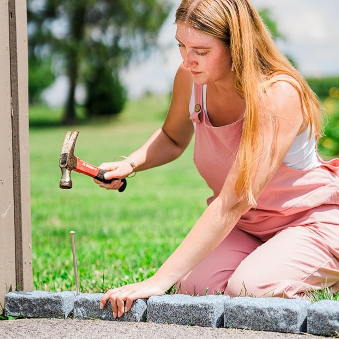 Beuta Landscape Edging | Garden Edging Border | Faux Stone Bricks for Lawn edging, Flower beds, Pathways & Yard Edging– 40 Packs | Each Section Has 6 Bricks 48"L x 4"W x 2.25"H | 120 Spikes |Greystone