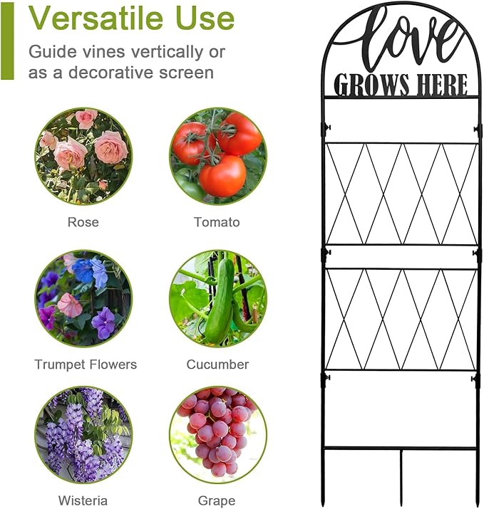 hogardeck 45 * 14 inch Metal Garden Trellis for Climbing Plants Flowers Outdoor,Heavy Duty,Black Coating Rustproof Trellis for Rose, Vegetable, Flowers, Perfect for Training Climbing Plants (1Pcs)