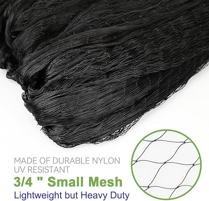 OGORI 25' x 25' Bird Netting Heavy Duty Nylon 3/4" Mesh Garden Netting Protect Fruit Trees, Plants and Vegetables