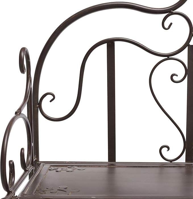 SAFAVIEH Outdoor Collection Tyrique Victorian Rustic Brown Wrought Iron 4-Tier Shelf Unit