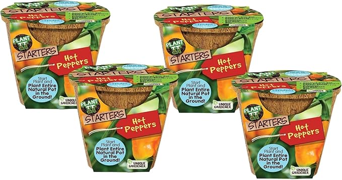 Plant-It Starters Plant Seeds 4-Pack, DIY Indoor Succulents and Live Plants for Home or Garden Planting, Hot Peppers