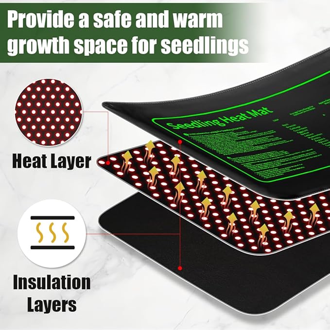 Seed Starter Kit - 10 Pack 1020 Seed Trays with 2 Seedling Heat Mats for Plants (10"x20.5"), Complete Seed Germination Kit for Indoor Gardening, Greenhouse Accessories Gardening Gifts