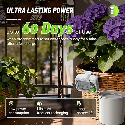 RAINPOINT Large Display Automatic Plant Waterer Indoor for Pot Plants,Cycle & Soak Mode Vacation Self Watering Drip Irrigation System Device Kit Office Patio Greenhouse Grow Tent Water 10-15 Plants
