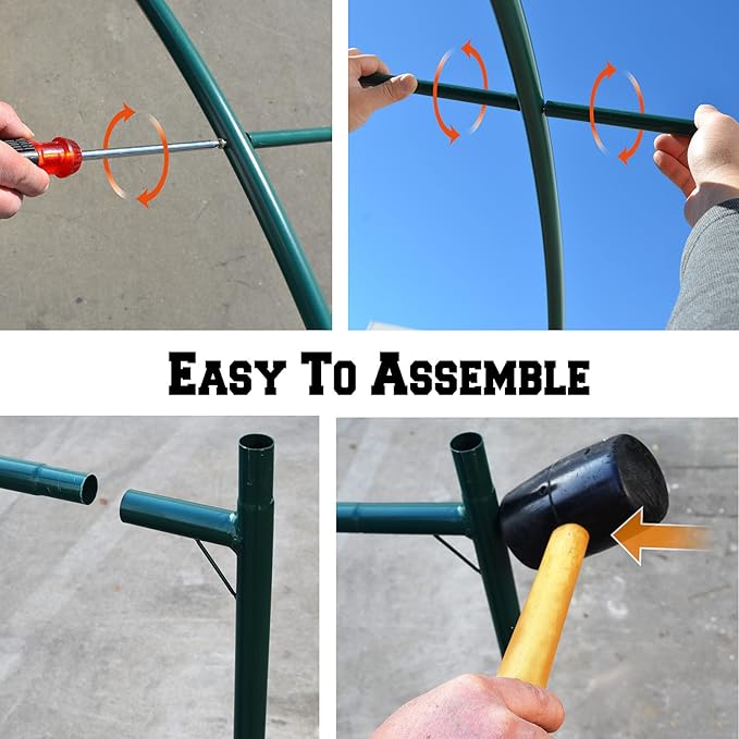 Benefit-USA Multi-Size Large Garden Support Arch Frame Climbing Plant Arch Arbor for Flowers/Fruits/Vegetables (19.7'X9.8'X7'), Green
