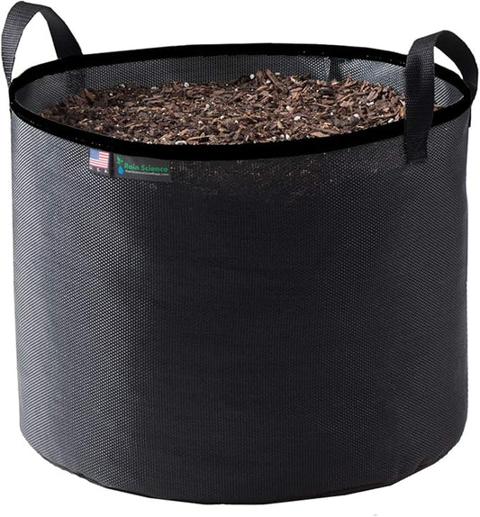 Grow Bag 15 Gallon, Planting Pots - Colorful Plant Grow Bags Pots Gardening Vegetable - Air Pruning Mesh Fabric Plant Container - (Black/Black)