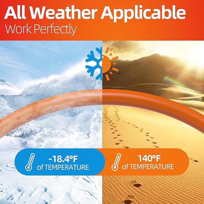 SPECILITE Garden Water Hose 15 ft x 5/8 in, Heavy Duty Leader Pipe Extension, Flexible, Lightweight Kink-less,Hybrid Rubber, with 3/4" Brass Fittings, Orange