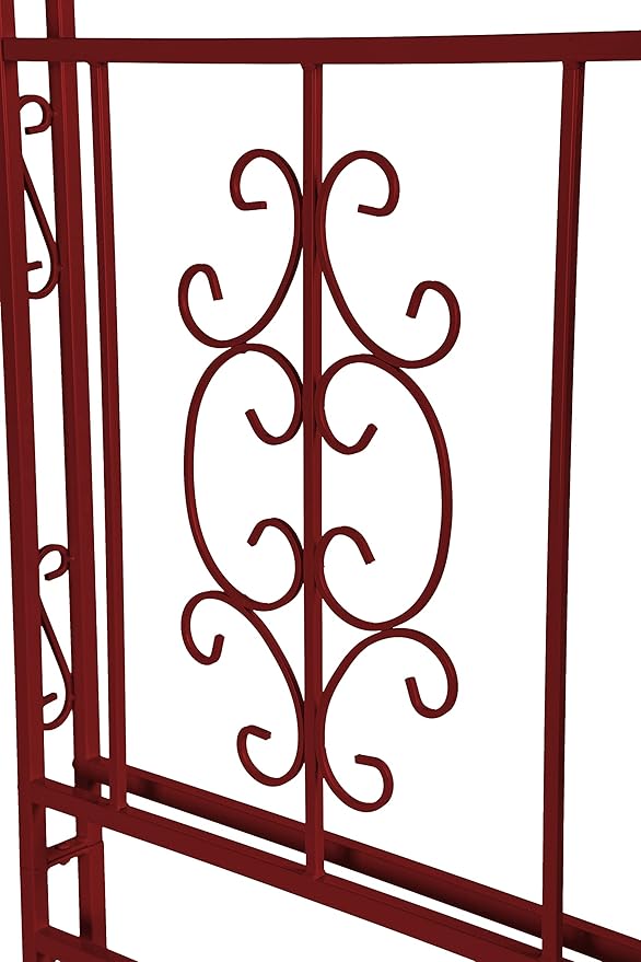 Plow & Hearth Arch Metal Outdoor Garden Arbor, 84 inches Tall, Iron Trellis Lattice for Climbing Plants, Wedding Arch, Outdoor Patio Décor (Red)