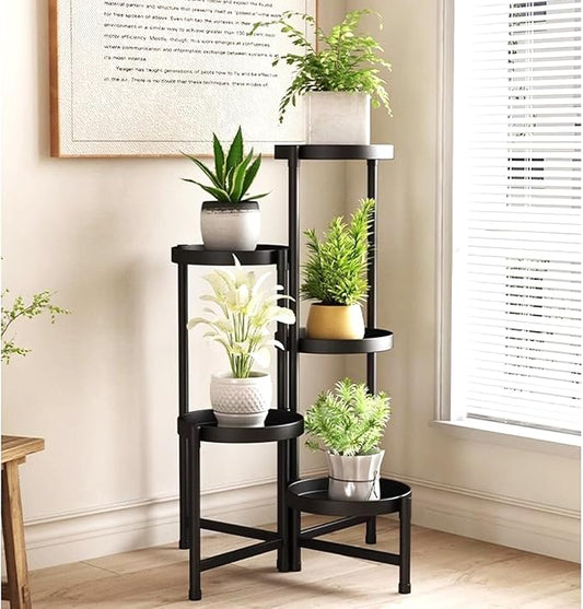5 Tier Metal Plant Stand, Heavy Duty Corner Plant Holders Indoor Outdoor, Flower Pot Holder Display Rack for Patio Balcony Garden Living Room Bedroom