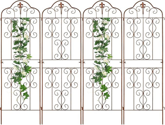 hogardeck 4 Packs 60 * 18 inch Metal Garden Trellis for Climbing Plants Outdoor,Heavy Duty,Gold Coating Rustproof Trellis for Rose, Vegetable, Flowers, Expandable,Perfect for Training Climbing Plants
