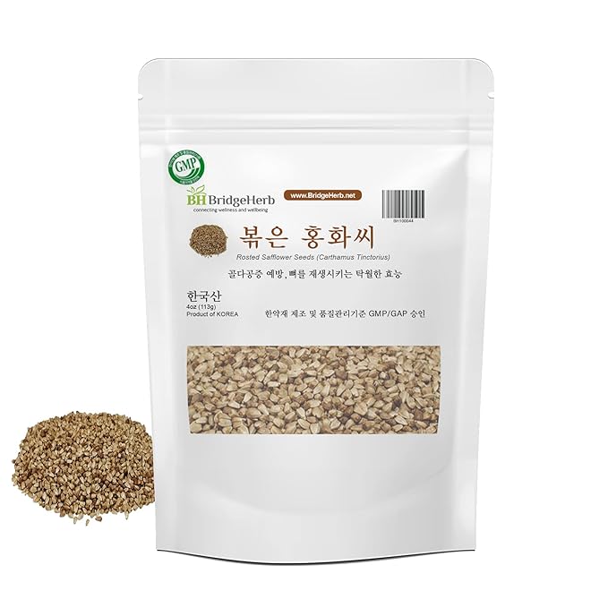 Roasted Safflower Seeds (볶은 홍화씨) 4oz (113g) – Korean Herbal Tea | Premium Dried Natural Seeds, Circulation & Vitality Support | Product of Korea (BridgeHerb)
