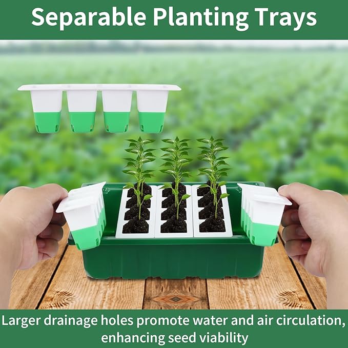 Sondiko Seed Starter Tray with Soft Silicone Cells, 80 Cells Seedling Trays Seed Startering Kit, 4 Pack Plant Starter Trays with Humidity Dome, Base Mini Greenhouse Germination Kit