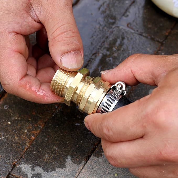 Garden Hose Connector Adapter,3/4" GHT Double male Connectors, Brass Repair Fittings with Dual for Male to Male Adapter (10 Pack)