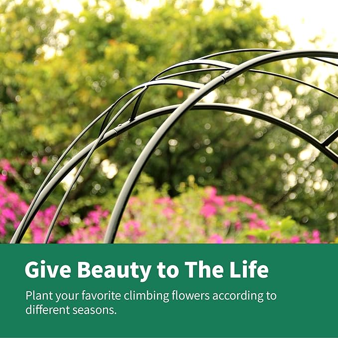 Metal Pergola Arbor, 95.3" H x 45" W Garden Wedding Arch Curved Metal Enduring Iron Garden Arch Trellis for Climbing Plants Outdoor Ceremony Arty Decoration