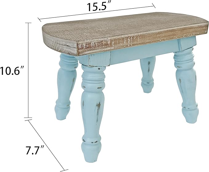 Farmhouse Wooden Step Stool - Rustic Solid Wood Design, 300lb Capacity, Sturdy Step Ladder for Kids, Kitchen, Bathroom, Vintage Home Decor