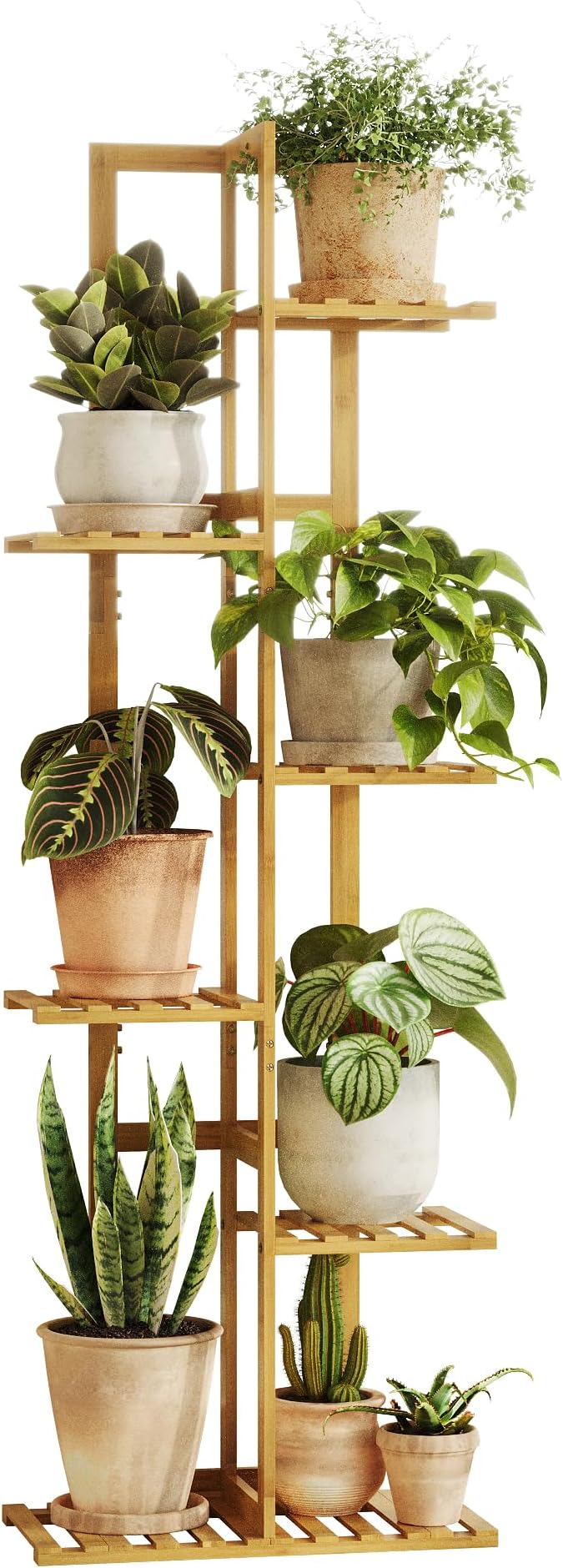 Bamworld Bamboo Plant Stand Indoor 6 Tiered Plant Shelf Outdoor Corner Plant Rack for Multiple Plants Flower Stand Plant Holder for Living Room Bedroom Balcony Patio Garden 48 Inch Natural