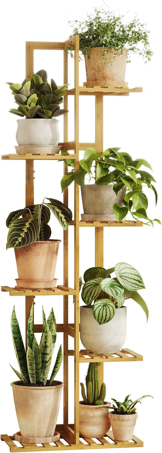 Bamworld Bamboo Plant Stand Indoor 6 Tiered Plant Shelf Outdoor Corner Plant Rack for Multiple Plants Flower Stand Plant Holder for Living Room Bedroom Balcony Patio Garden 48 Inch Natural